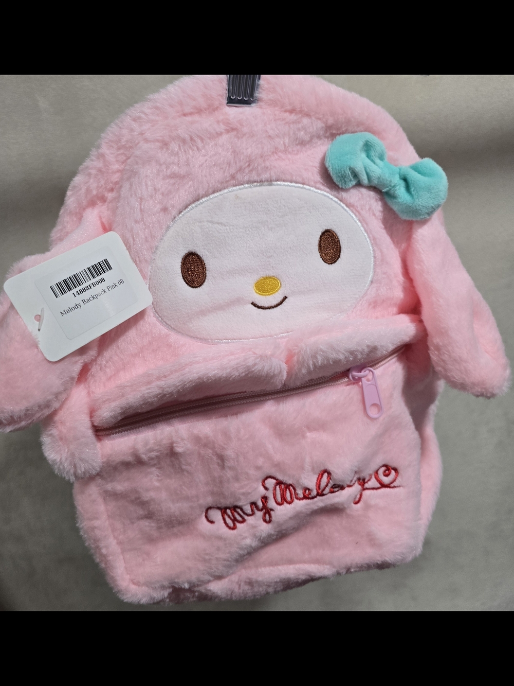 Kids Pink Plush Character Backpack with Bow